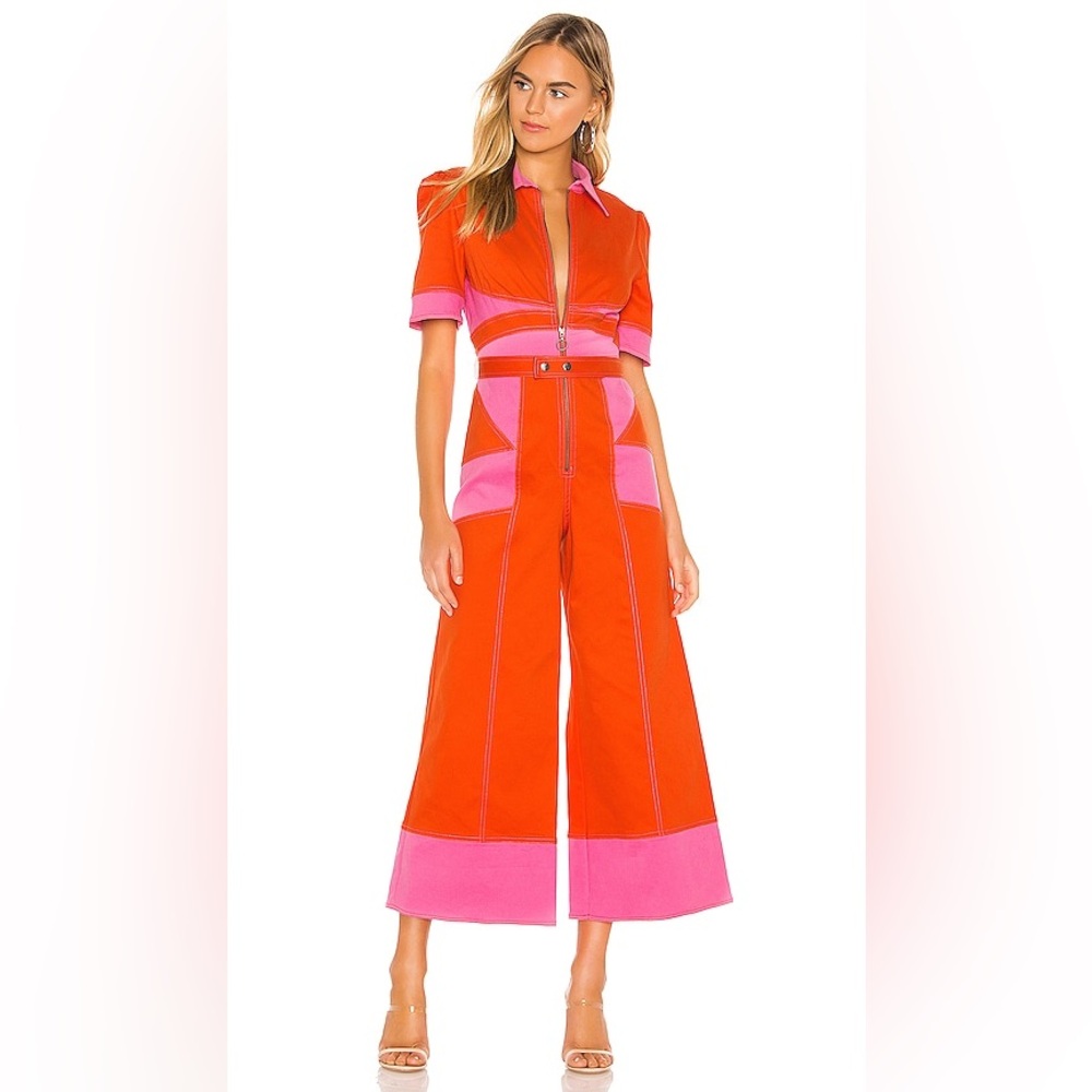 Ottie Jumpsuit in Berry Spic THe EAST ORDER and Pink Wide-Leg Jumpsuit red